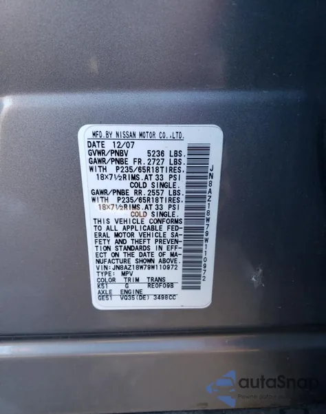 2009 Nissan Murano S from USA, damaged, VIN JN8AZ18W79W110972